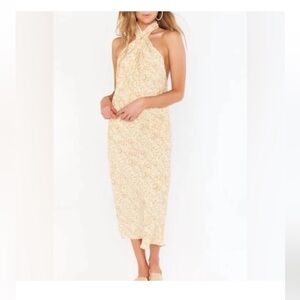 Show Me Your Mumu Jasmine Halter Midi Dress golden snake print